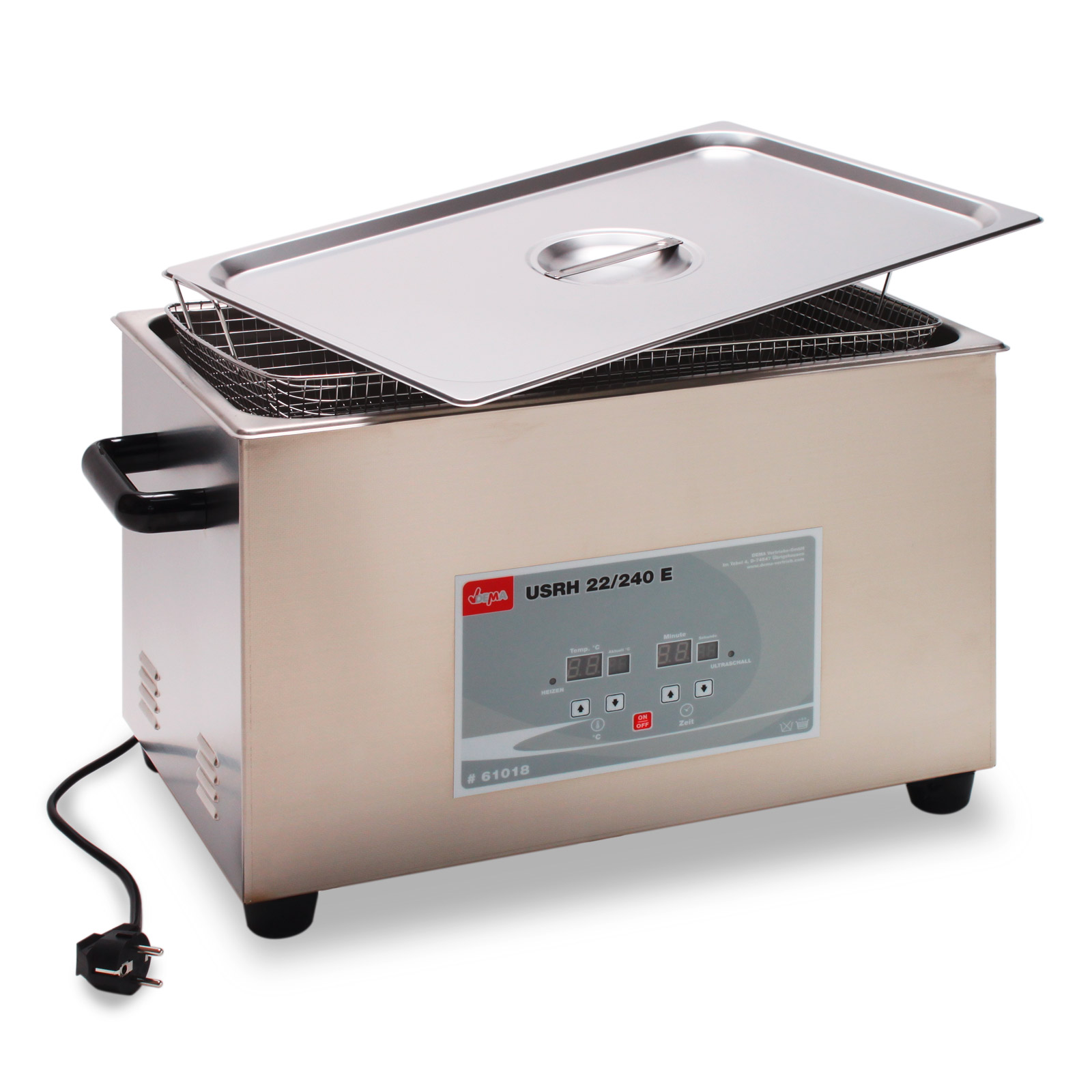 Ultraschallreiniger DUR2200H 22L, mit Heizung & Korb, 480 W Ultraschall, Edelstahl, für Schmuck, Uhren, Teile & Werkstatt