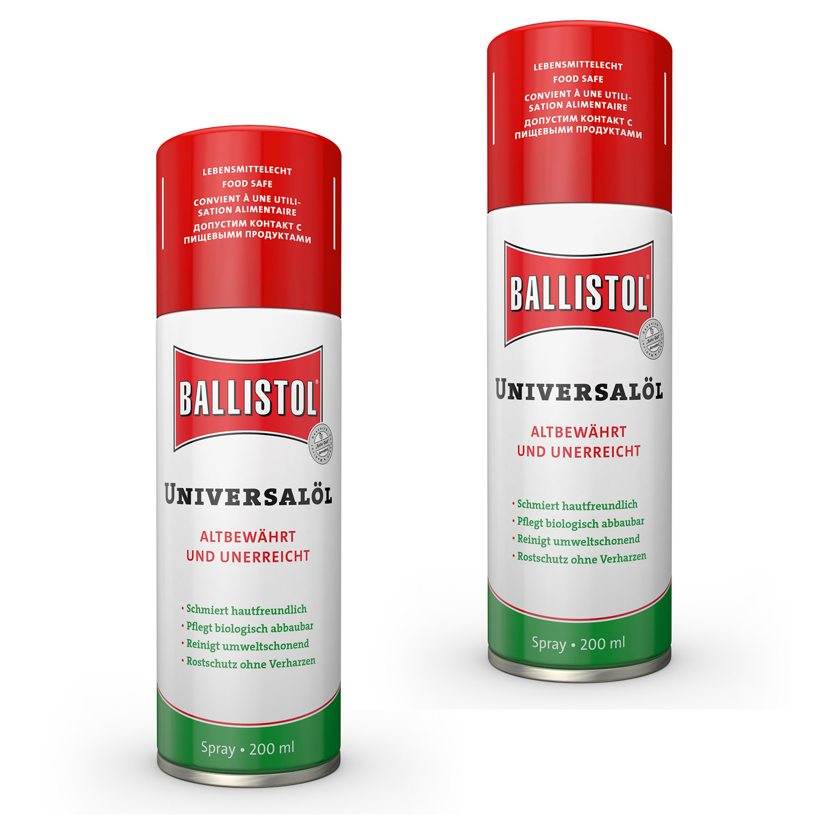 2x Ballistol Universalöl 200 ml Spray, Mehrzwecköl, Schmieröl, Maschinenöl, pflegend, schützend, vielseitig, für Werkstatt, Haushalt, Outdoor