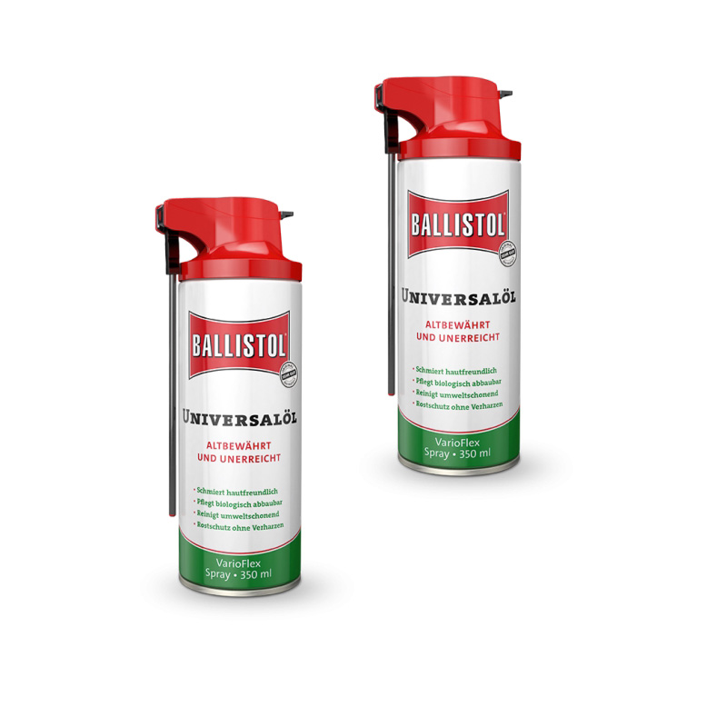 2x Ballistol Universalöl 350 ml Varioflex Spray, Mehrzwecköl, Schmieröl, Maschinenöl, pflegend, schützend, vielseitig, für Werkstatt, Haushalt