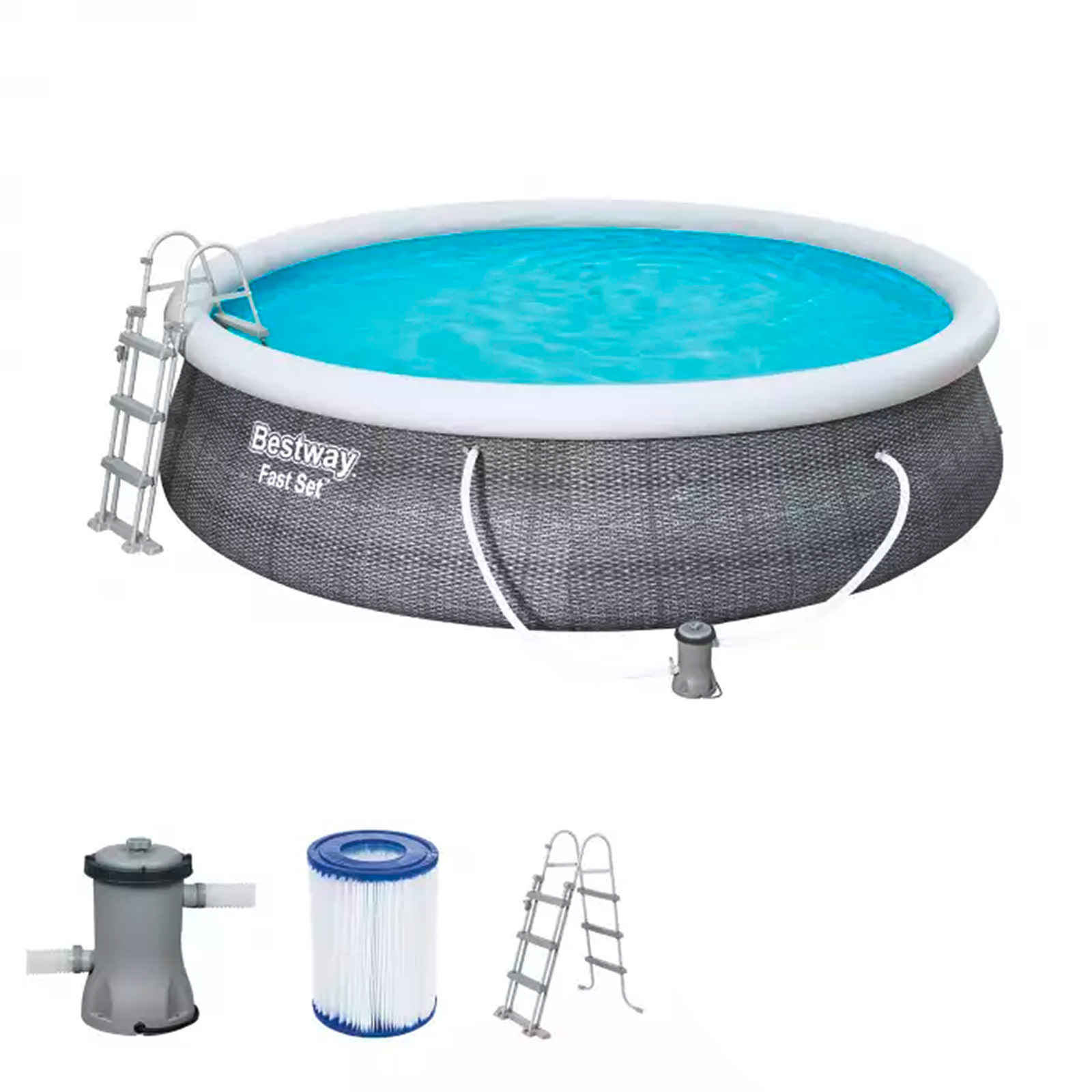 COSTWAY Aufstellpool 300 Cm - Rundpool Mit Filterpumpe Für Garten Komplettset