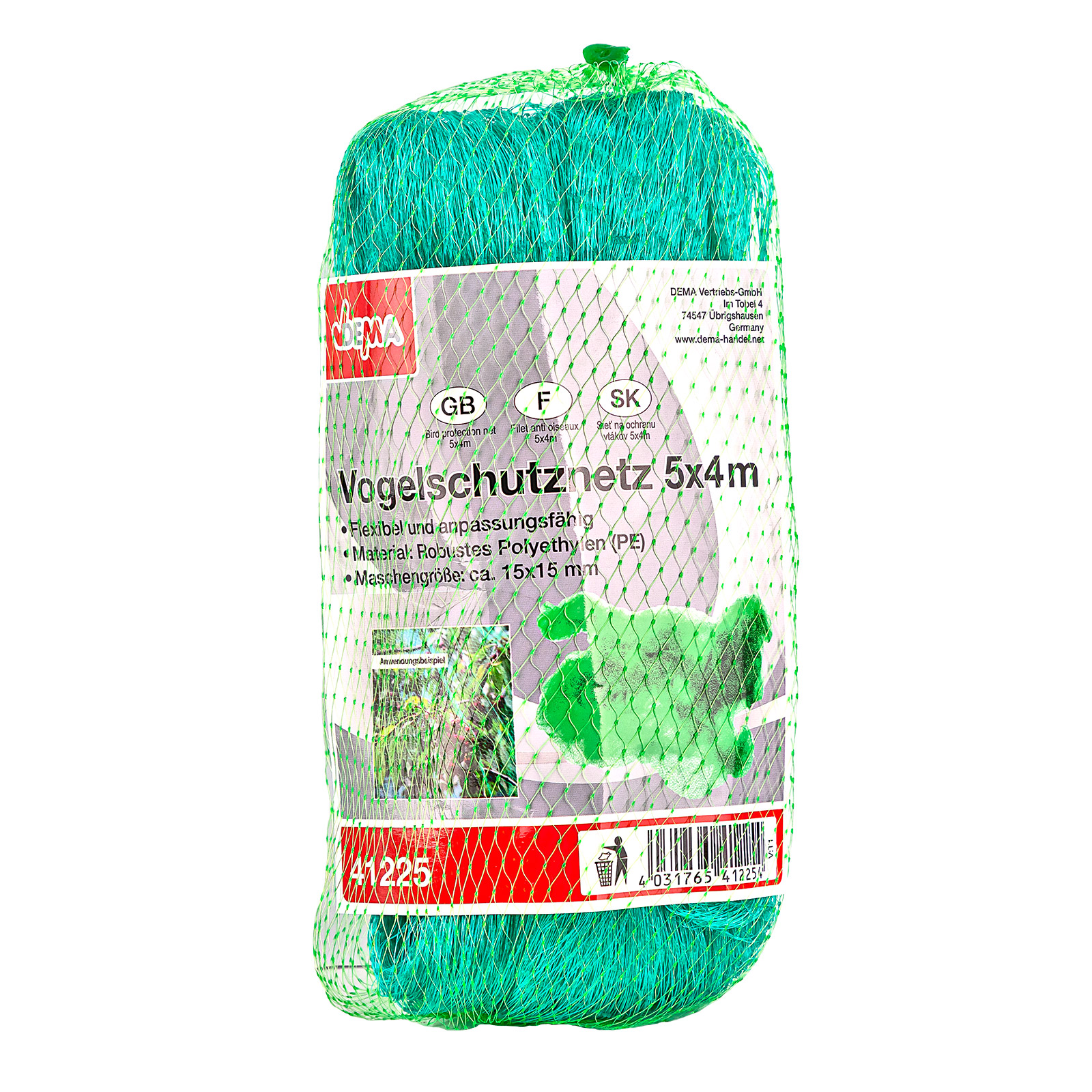 Vogelschutznetz 5x4 m – Laubschutznetz, Baumschutznetz, Vogelnetz – reißfest, UV-beständig, leicht – Garten, Obstbäume, Beete