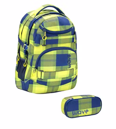 Wave Infinity Rucksack Set mit Schlamperbox, Neon Pattern
