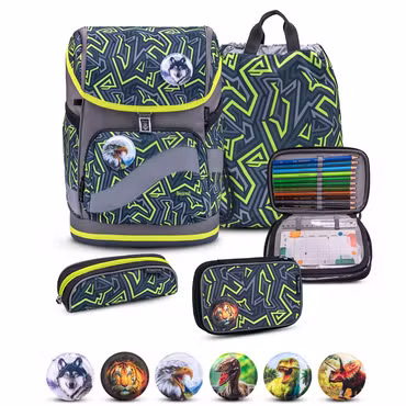 Belmil Smarty Plus Premium Schulranzen Set 5-teilig "Iguana"