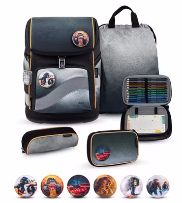 Belmil Smarty Plus Premium Schulranzen Set 5-teilig "Black Grey"