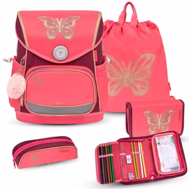 Belmil Compact Plus Premium Schulranzen Set 4-teilig "Coral"