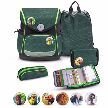 Belmil Compact Plus Premium Schulranzen Set 5-teilig "Twist of Lime"