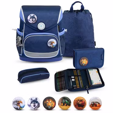 Belmil Compact Plus Premium Schulranzen Set 5-teilig "Topographic"