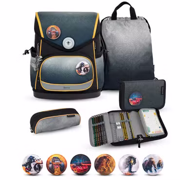 Belmil Compact Plus Premium Schulranzen Set 5-teilig "Black Grey"
