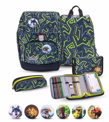 Belmil Comfy Plus Premium Schulranzen Set 5-teilig "Iguana"