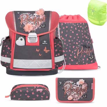 BELMIL Schulranzen Set Classy Bloomy Blossom mit Regenschutz