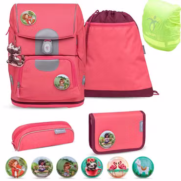 BELMIL Schulranzen Set Motion Sweet Candy inkl. 6 Patches mit Regenschutz