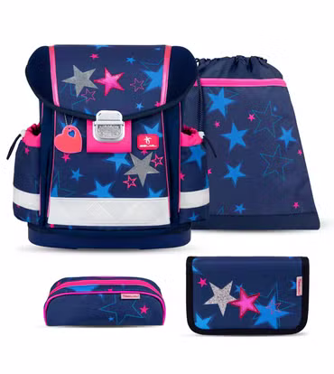 Belmil Classy ergonomisches Schulranzen-Set 4-teilig "Sparkling Star" mit Brustgurt