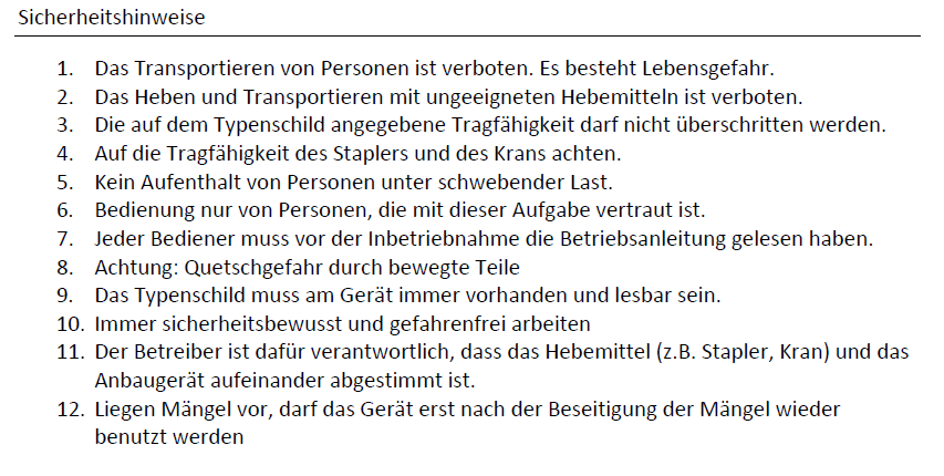 Warn- und Sicherheitshinweise Silobehälter mit Dosier-Schiebeklappe