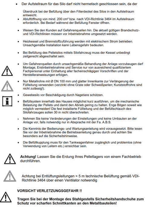 Warn- und Sicherheitshinweise Pelletsilo silos24 ECO_2