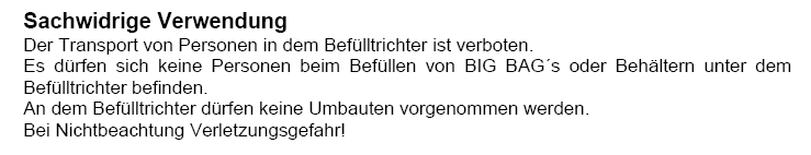 Warn- und Sicherheitshinweise Silobehälter Typ SBT