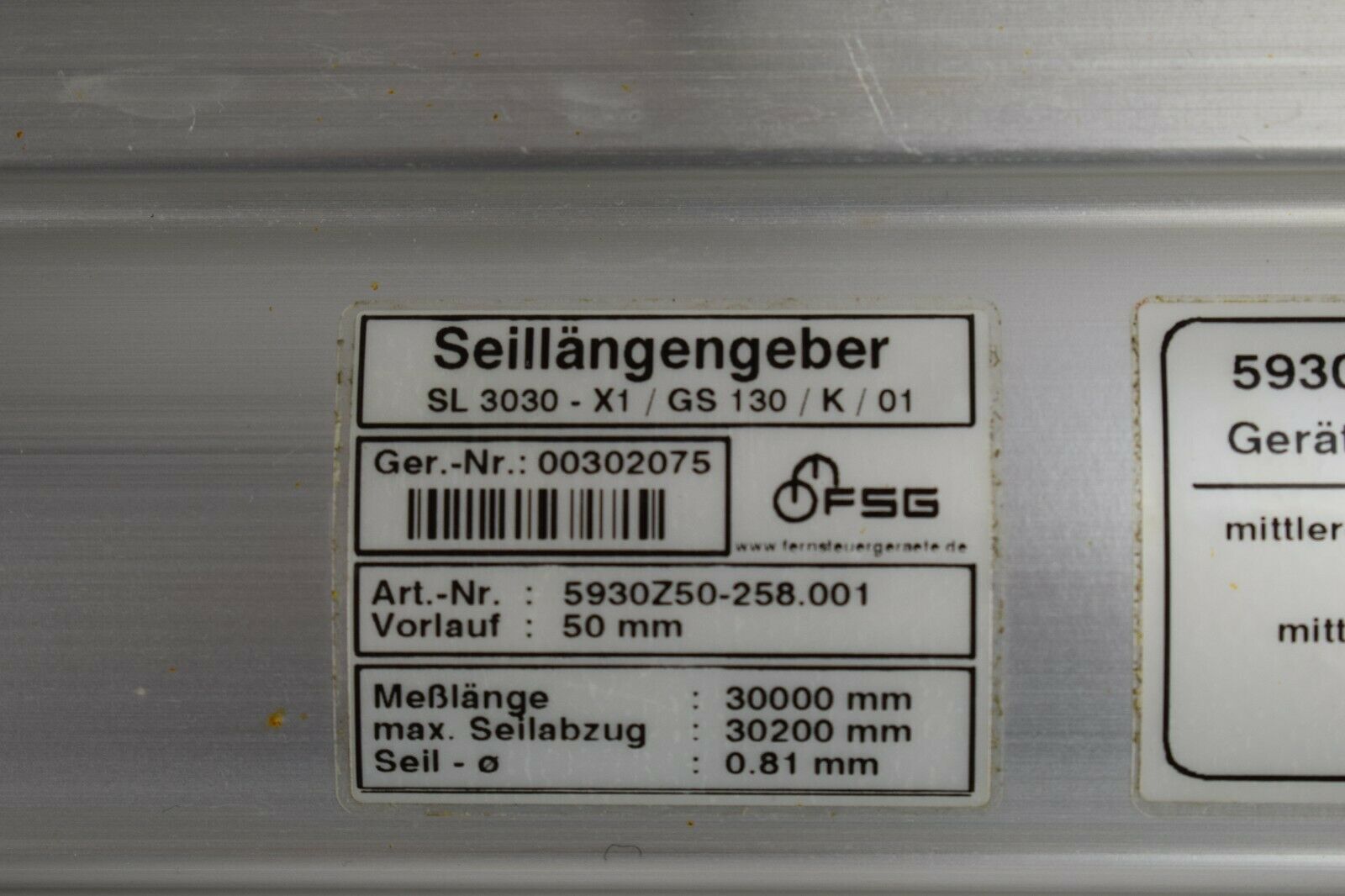 FSG Seillängengeber SL 3030-X1 / GS 130 / K / 01 // 5930Z50