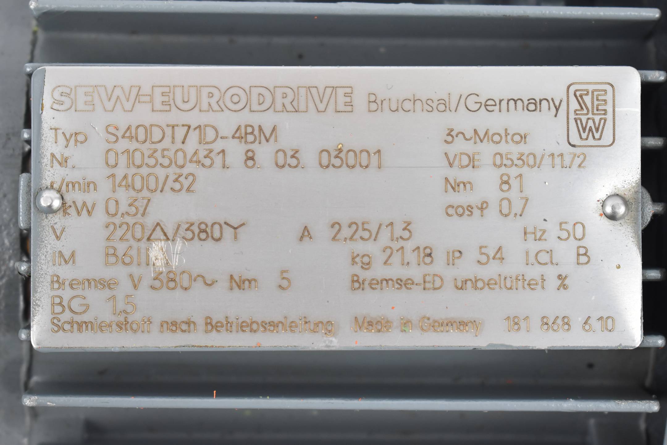 SEW Eurodrive Getriebemotor S40 DT71D-4BM ( S40DT71D-4BM ) 0