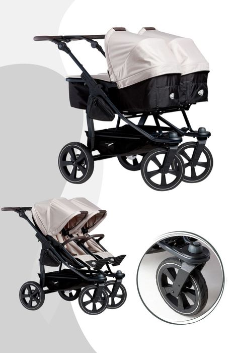 TFK Duo 2 Kombikinderwagen mit Luftkammer Radset (Gestell + 2 Kombieinheiten)  / Zwillingswagen / Geschwisterwagen