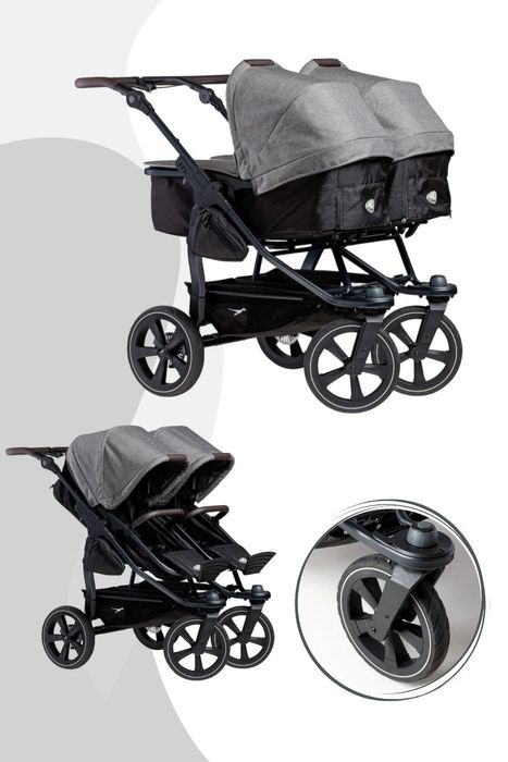 TFK Duo 2 Kombikinderwagen mit Luftkammer Radset (Gestell + 2 Kombieinheiten)  / Zwillingswagen / Geschwisterwagen
