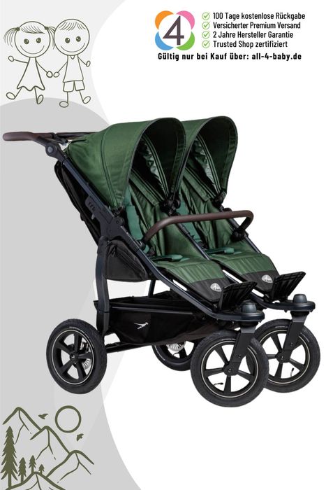 TFK Duo 2 Sportkinderwagen mit Luftrad Set (Gestell + 2 Sportsitze) / Zwillingswagen / Geschwisterwagen