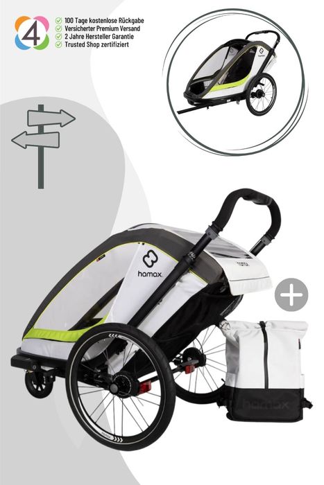 Hamax Breeze Kinderfahrradanhänger für 2 Kinder (Achtung Sperrgutkosten von 12,95 EUR fallen an!)