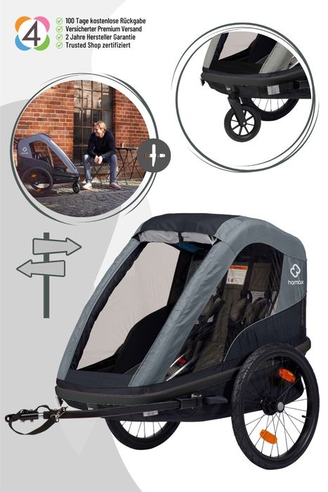 Hamax Avenida Kinderfahrradanhänger für 2 Kinder (ab ca. 6 Monaten)