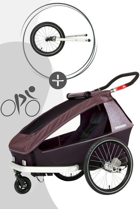 CROOZER Kid Vaaya 1 (3-in-1 Kinderfahrradanhänger) inkl. Buggy-Rad und Jogger-Set