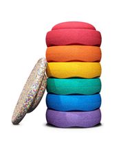 Stapelstein 6er Set mit Board Rainbow Classic (violet/blue/green/yellow/orange/red) mit Board in Super Confetti
