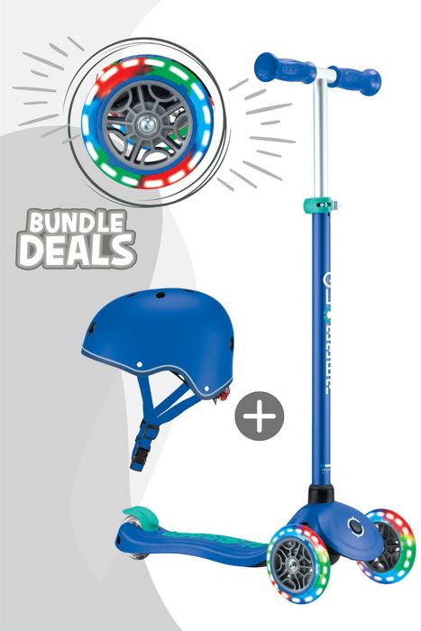 Globber Primo Plus Lights im Set inkl. Kinderhelm - 3 Wheels Scooter