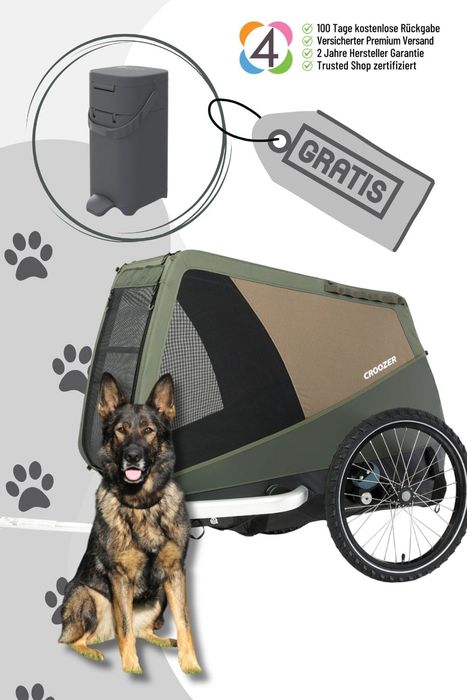 CROOZER Dog Mikke Fahrradanhänger inkl. gratis Pet Genie Hundekot-Entsorgungssystem