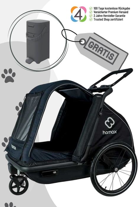 Hamax Pluto L Hundeanhänger mit gratis Pet Genie Hundekot-Entsorgungssystem