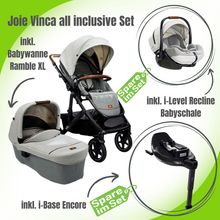 Joie Signature Vinca all inclusive Kinderwagen mit Babywanne, Babyschale und Isofix Station