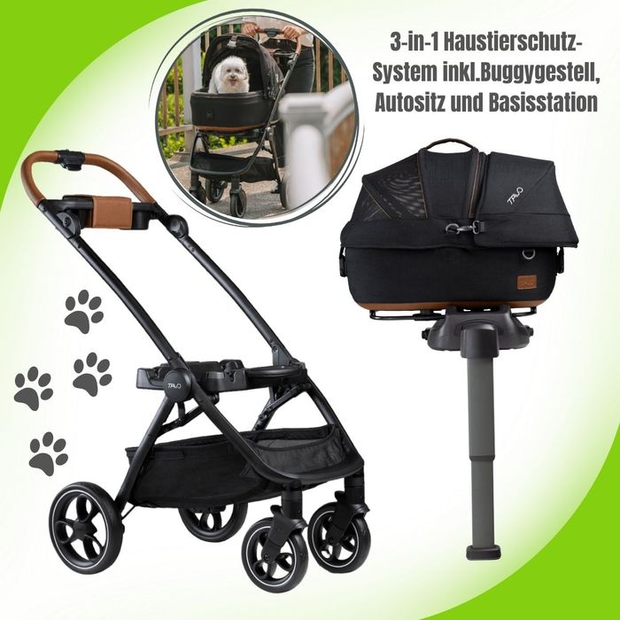 Tavo 3-in-1 Haustierschutz-System Small (Buggygestell mit Autositz)