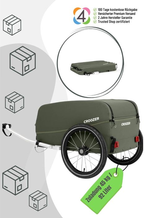 Croozer Cargo Kalle inkl. Kupplung - Farbe: Moos Green