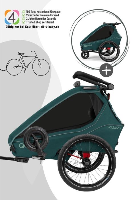Qeridoo Kidgoo 1 - Kinderfahrradanhänger für 1 Kind - Modell 2026