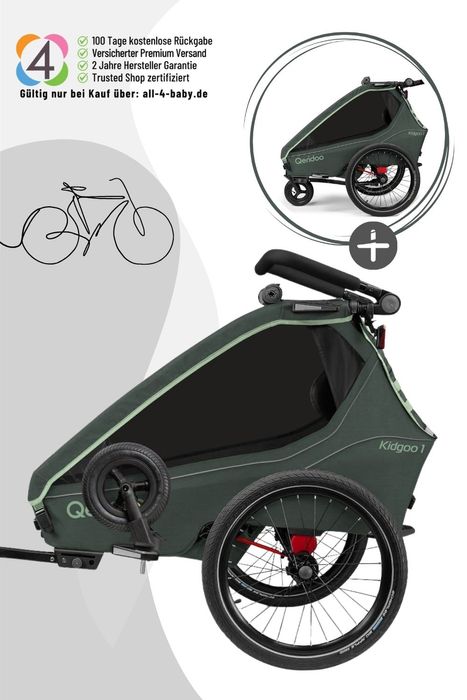 Qeridoo Kidgoo 1 - Kinderfahrradanhänger für 1 Kind - Modell 2026