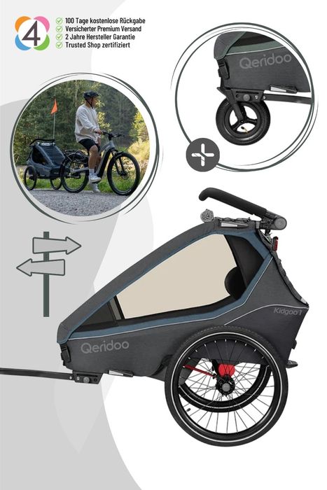 Qeridoo Kidgoo 1 - Kinderfahrradanhänger für 1 Kind