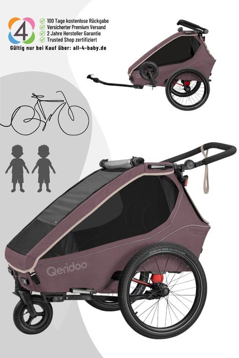 Qeridoo Kidgoo 2 - Kinderfahrradanhänger für 2 Kinder - Modell 2026