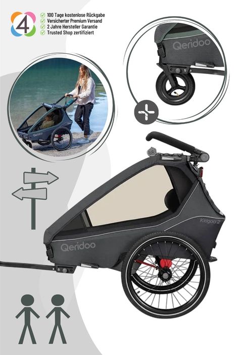 Qeridoo Kidgoo 2 - Kinderfahrradanhänger für 2 Kinder