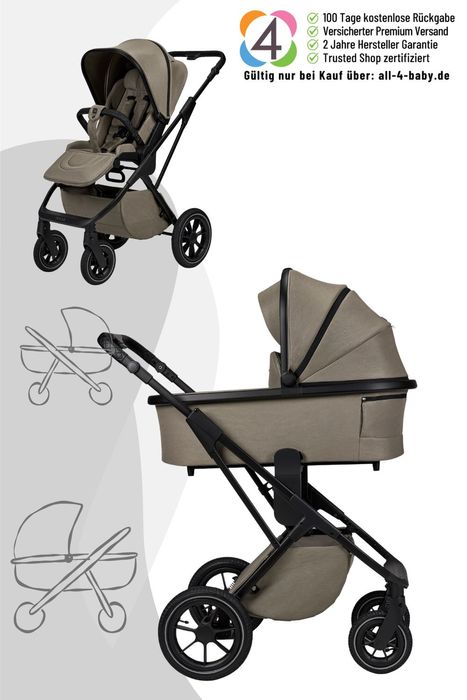 Moon PIÙ Kinderwagen / Kombikinderwagen inkl. Gratis Babyschalen Adapter.