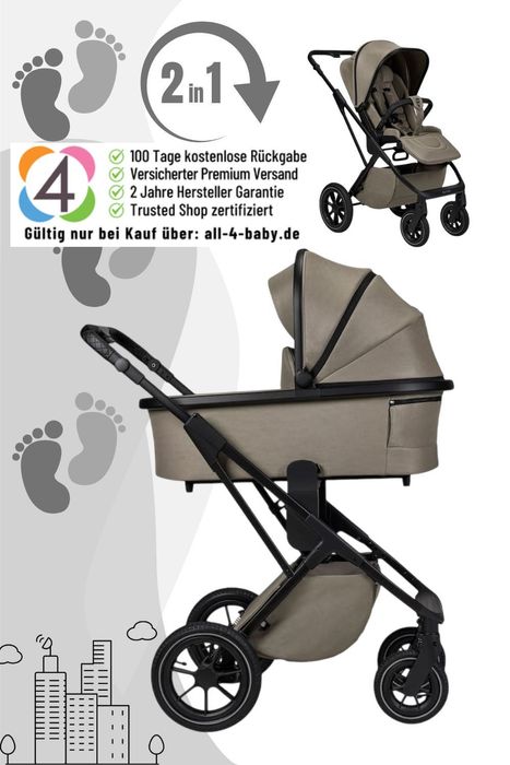 Moon PIÙ Kinderwagen / Kombikinderwagen inkl. Gratis Babyschalen Adapter.
