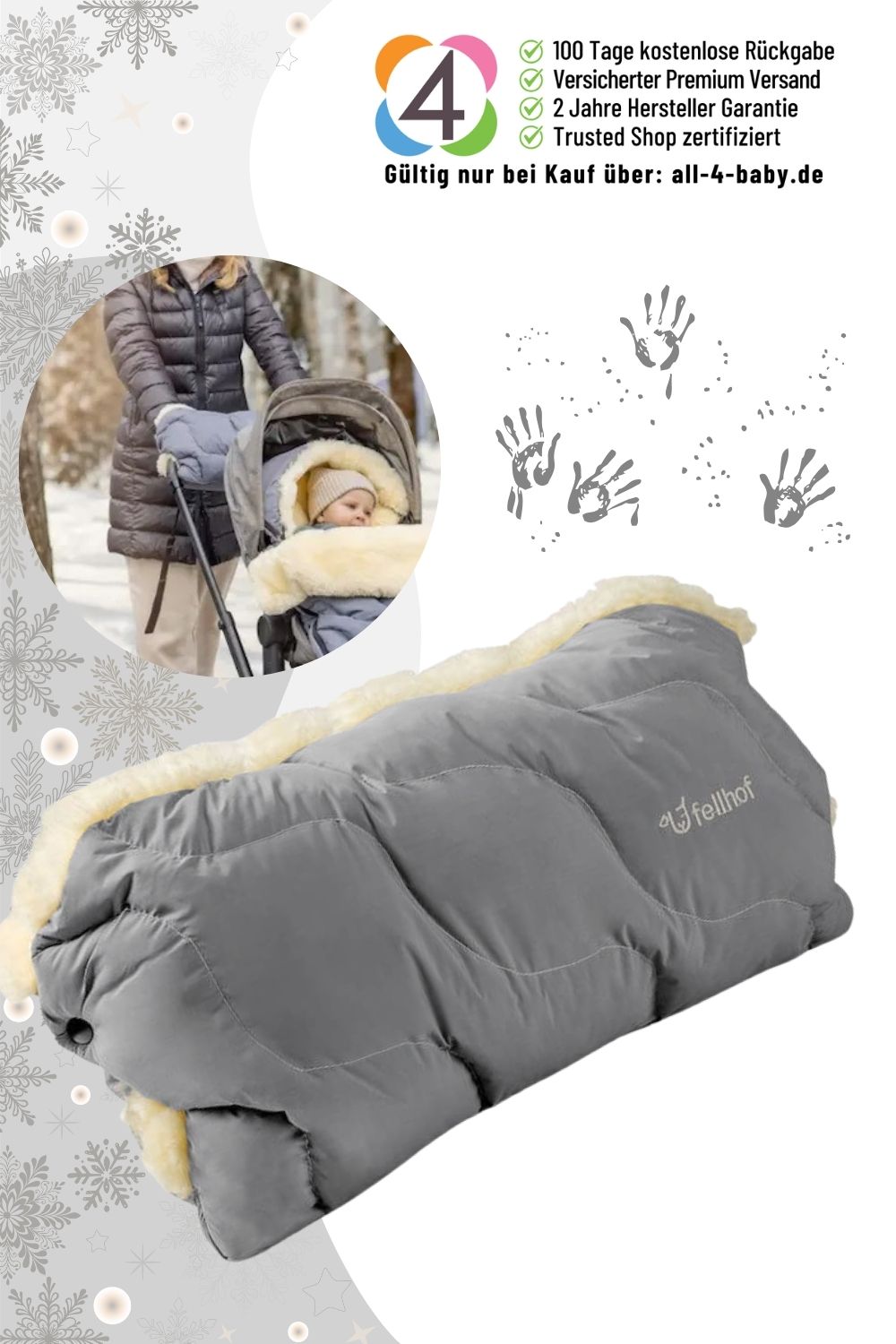 Fellhof Lammfell Fusack Kitzbhel - Universal Kinderwagen Merino Lammfell  40/45 X 86/106 Cm
