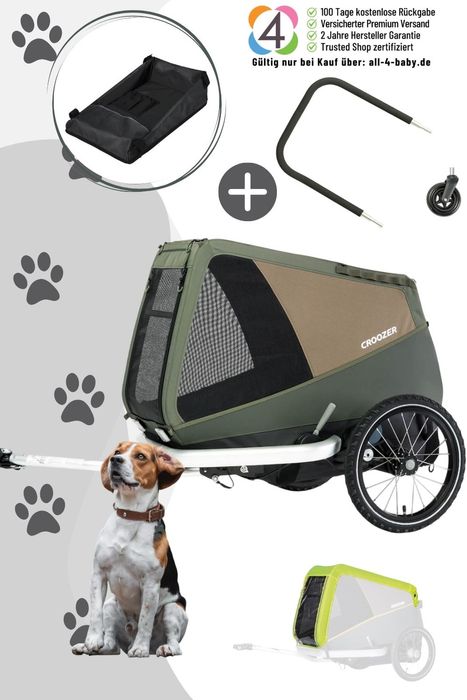 Croozer Dog Enna Happy Walk Bundle inkl. Regenverdeck, Packfach und Buggy-Set