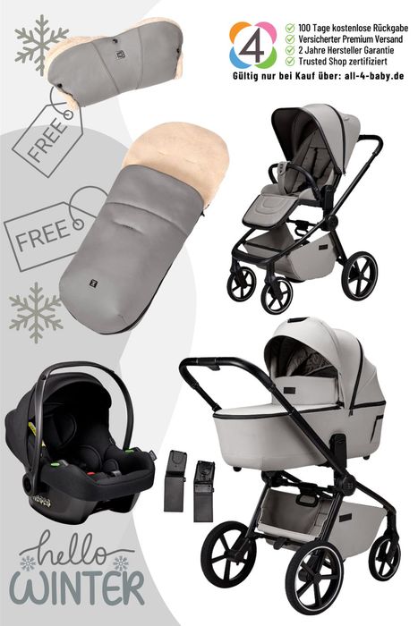 Moon Resea 2.0 Komkinderwagen 3in1-Winterset mit Cosmo 2.0, Fußsack und Handmuff