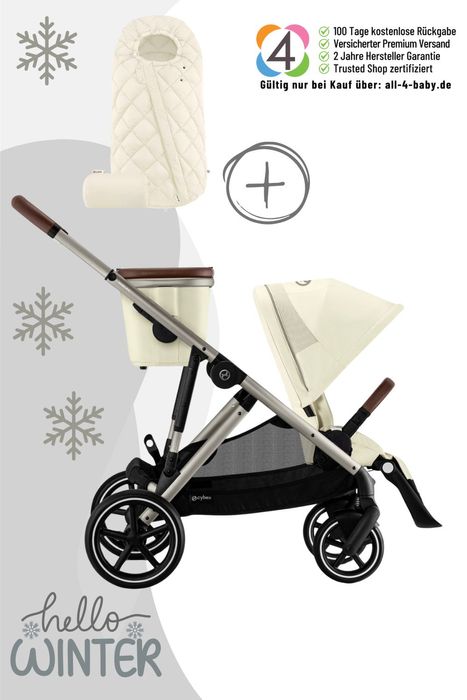 Cybex Gazelle S Kinderwagen / Geschwisterwagen inkl. Snogga 2.0 Fußsack