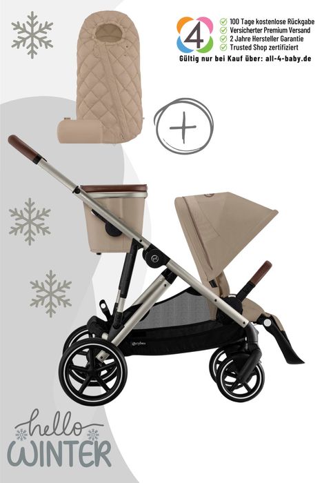 Cybex Gazelle S Kinderwagen / Geschwisterwagen inkl. Snogga 2.0 Fußsack