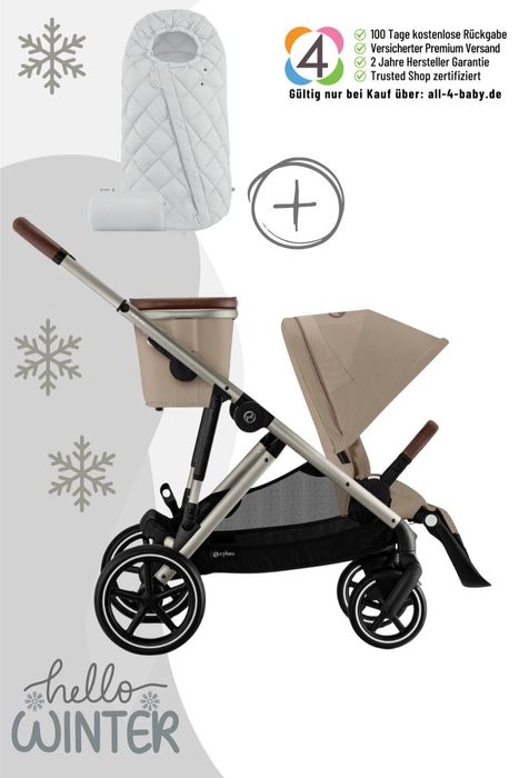 Cybex Gazelle S Kinderwagen / Geschwisterwagen inkl. Snogga 2.0 Fußsack