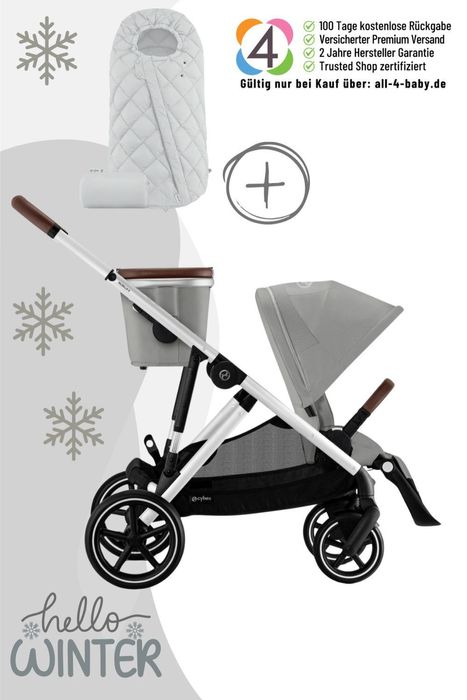 Cybex Gazelle S Kinderwagen / Geschwisterwagen inkl. Snogga 2.0 Fußsack