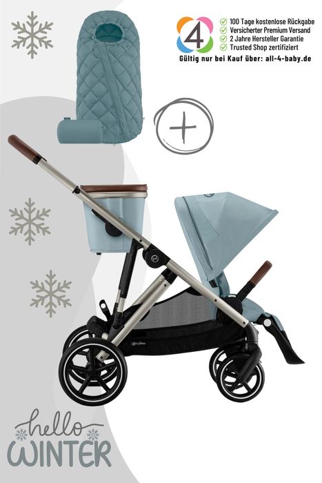 Cybex Gazelle S Kinderwagen / Geschwisterwagen inkl. Snogga 2.0 Fußsack