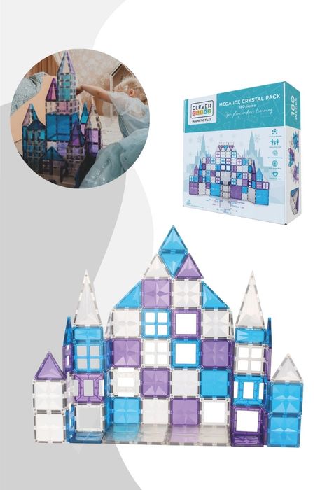 Cleverclixx Mega-Eiskristall-Bausatz | 180 Teile / Magnetsteinbausatz